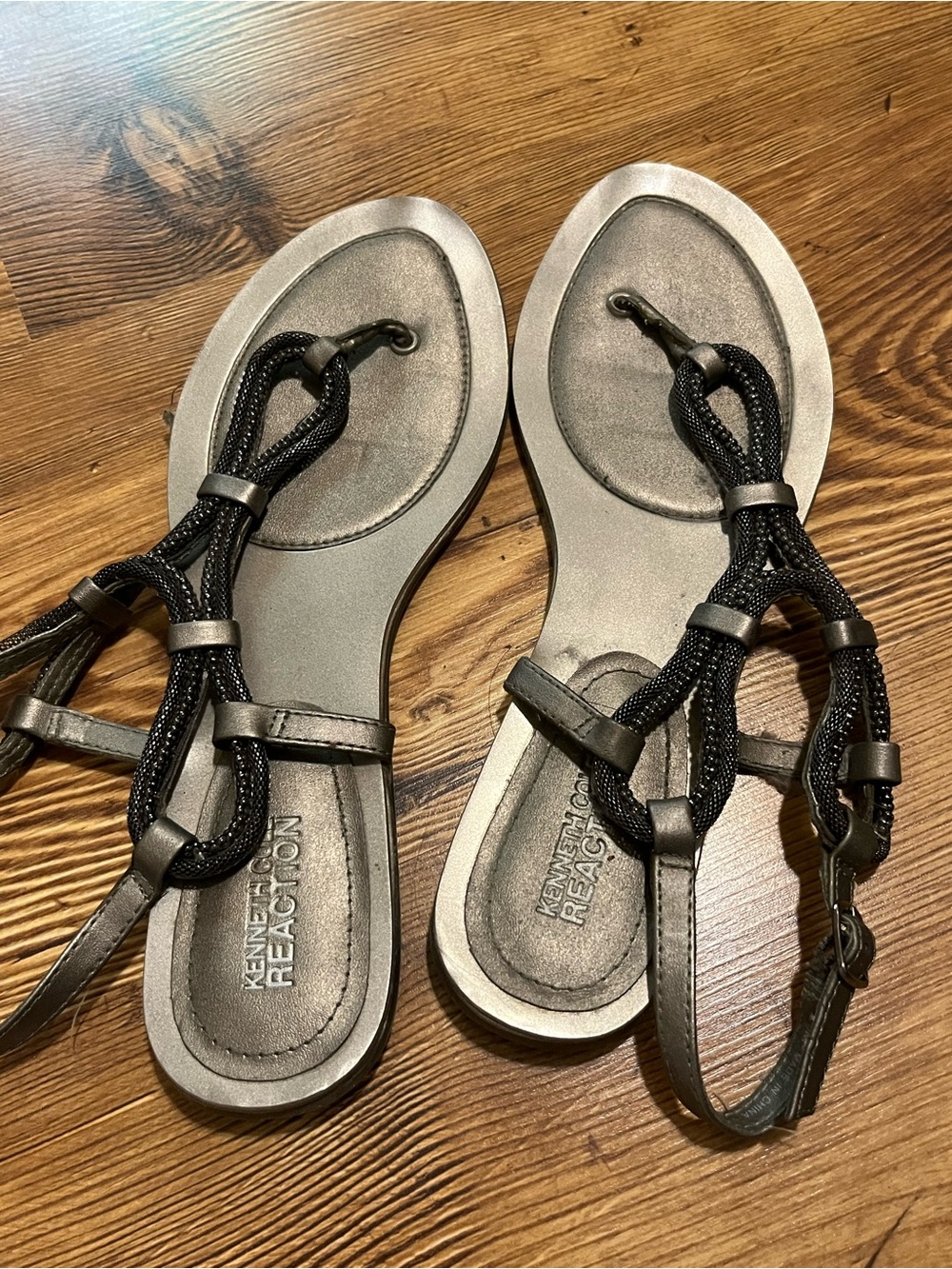Kenneth Cole Reaction Women's Metallic Silver Rope-Knot Sandals